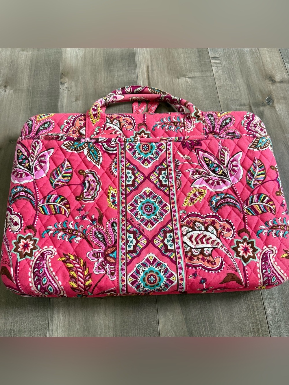 Vera Bradley Call Me Coral Laptop Case Hard Double Handle No Strap Pink Floral